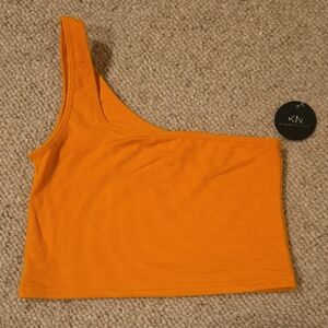 Klassy Network Vibrant Orange One-Shoulder Tank Top